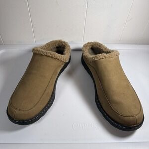 Drew Shoes Mens Size 16W Beige Palmer Mule Indoor Slippers Fleece Lined Wide
